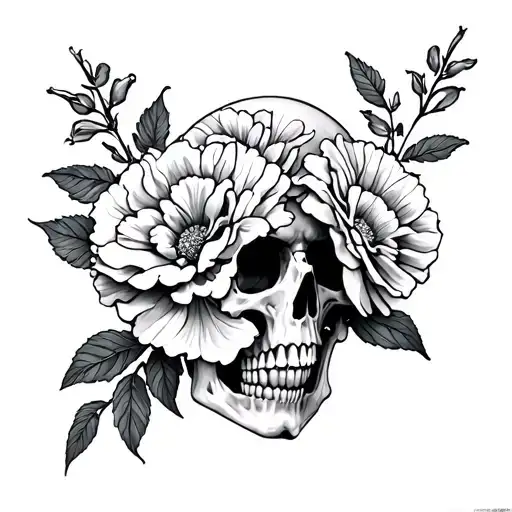 domestic abuse, skeletons, carnations tattoo design idea