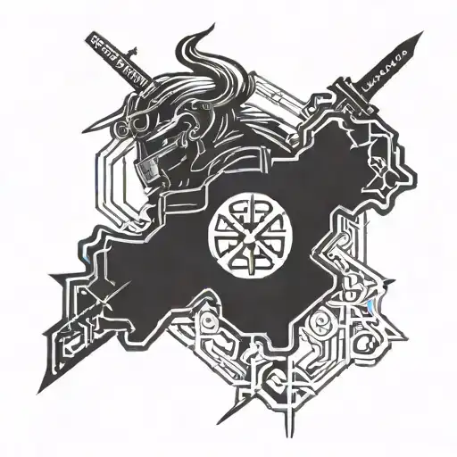 cyberpunk 2077 samurai logo tattoo design idea