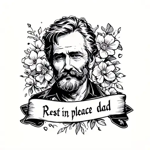 "Rest in peace dad " dad memorial tattoo design idea