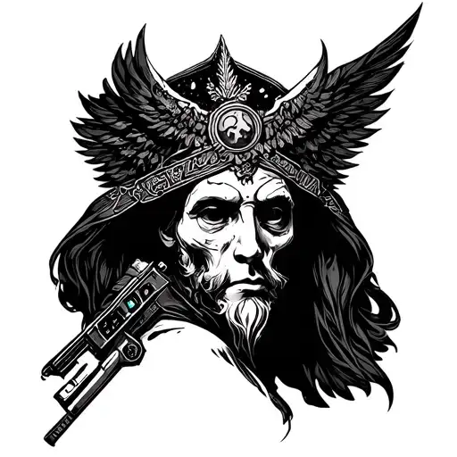 small fine line tattoo that combines history, religion, video games, and digital media tattoo design idea