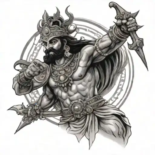 mahabharat warrior karna with sun tattoo design idea