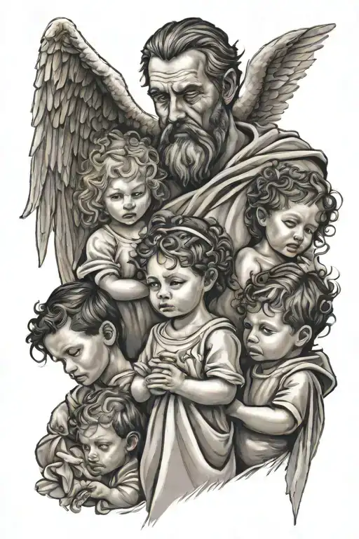 father of 3 children and 1 angel  tattoo design idea