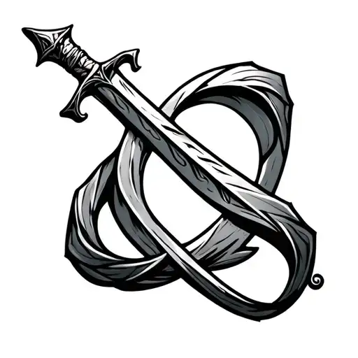 cursive c wrapped around a dagger tattoo design idea