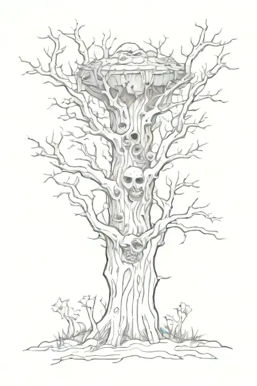 My coffin is still making noise in the forest. He is a tree. He is a tree. he nurses nests tattoo design idea