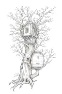 My coffin is still making noise in the forest. He is a tree. He is a tree. he nurses nests tattoo design idea
