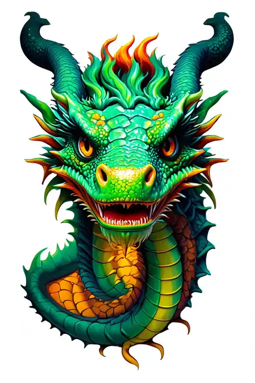 whimsicle dragon no green tattoo design idea