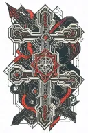 cross with red ribon tattoo design idea