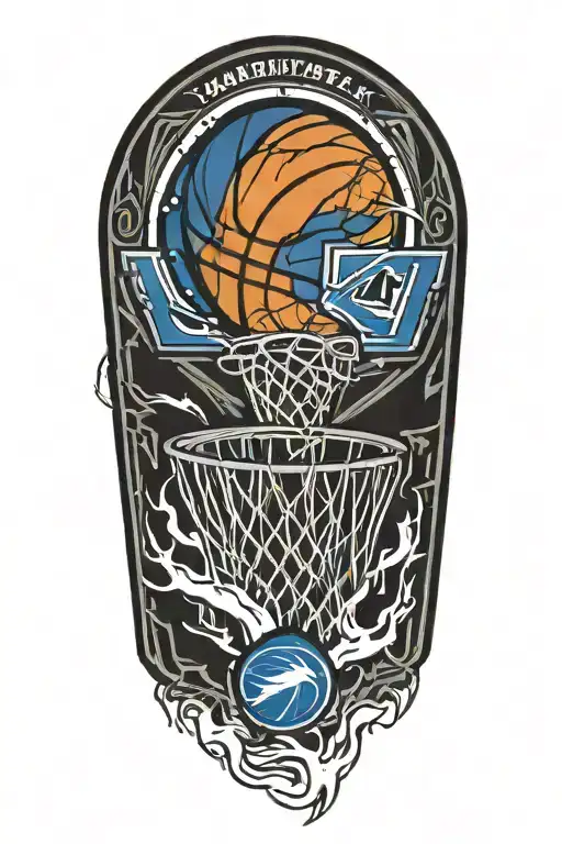 A basketball hoop with the Dallas Mavericks colors and logo incorporated into the design tattoo design idea