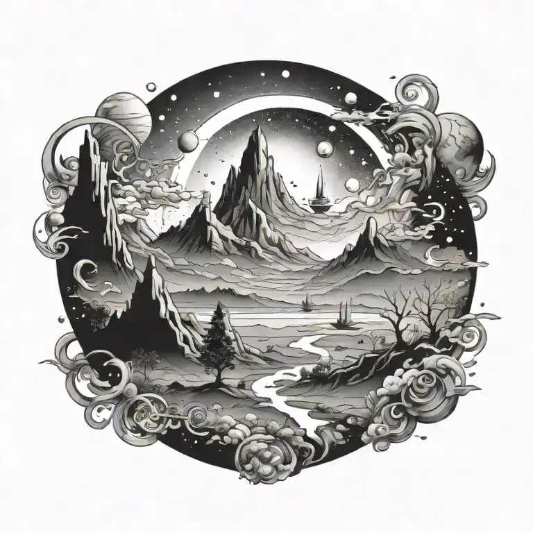 space landscape tattoo design idea