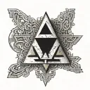 Center Base:The Triforce (Zelda) symbol in the center, with luminous edges or antique textures.Integrated with the tattoo design idea