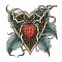 heart and spider web tattoo design idea