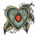 heart and spider web tattoo design idea
