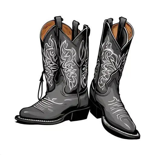 cowboy boot horse shoe tattoo design idea