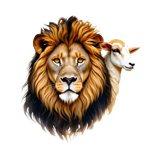 lion and lamb tattoo design idea