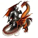 knight killing a dragon  tattoo design idea