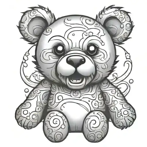 evil teddy bear tattoo design idea