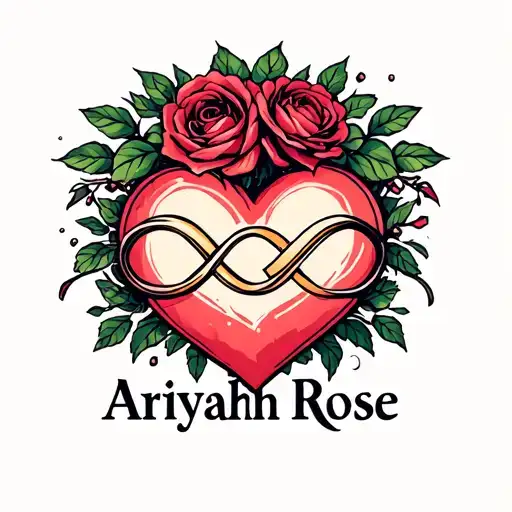 "Ariyah Rose" Heart, Infinity symbol, tattoo design idea