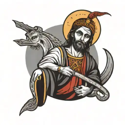 san judas with a name blanca somewhere tattoo design idea