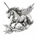 Wild mustang horse running with arrows crossed  tattoo design idea