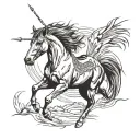 Wild mustang horse running with arrows crossed  tattoo design idea
