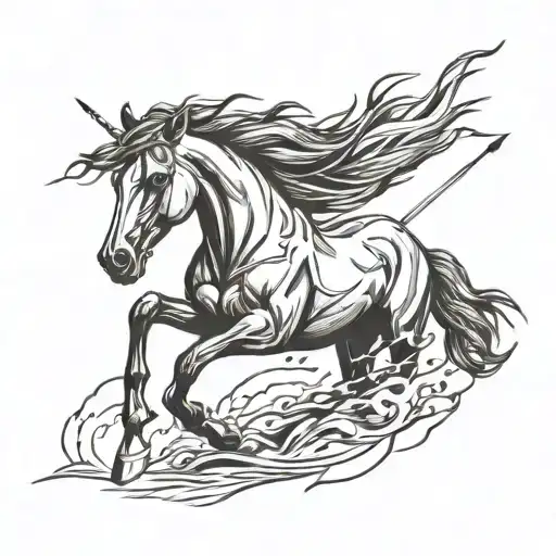 Wild mustang horse running with arrows crossed  tattoo design idea