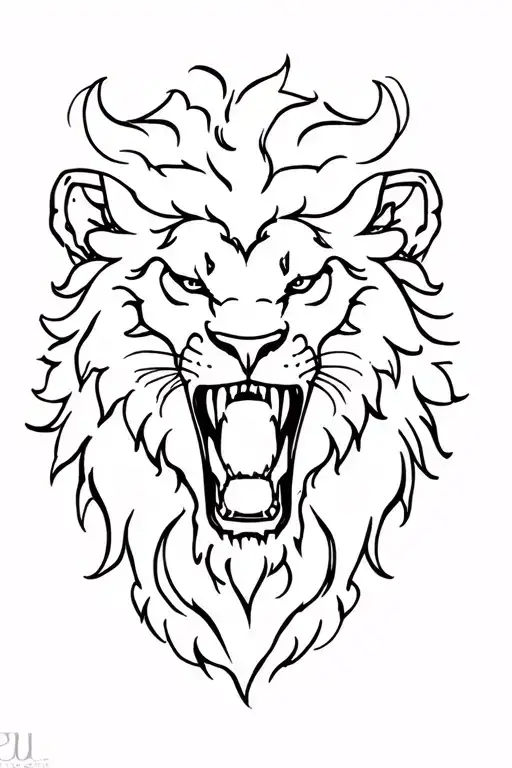 lion eating demon tattoo design idea