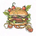 bonjour burger tattoo design idea
