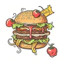 bonjour burger tattoo design idea
