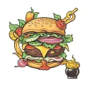 bonjour burger tattoo design idea