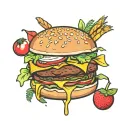 bonjour burger tattoo design idea