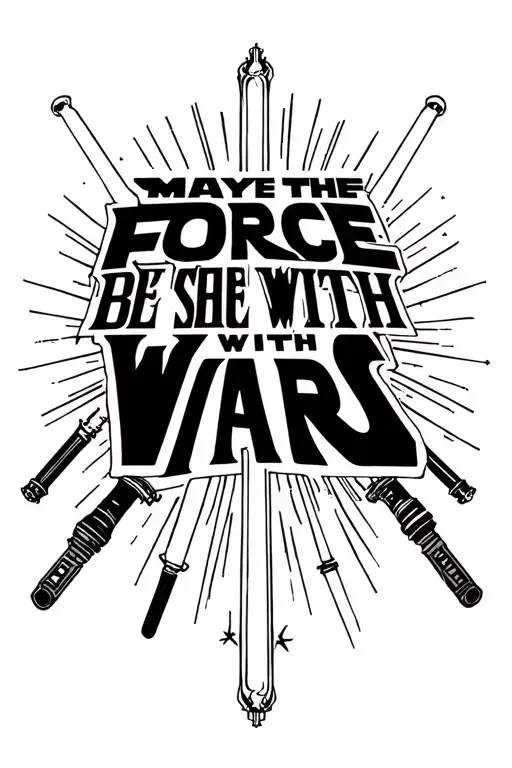 "May the Force Be With You" "Star Wars" A Star Wars lightsabers design with intricate and simple details surrounding tattoo design idea