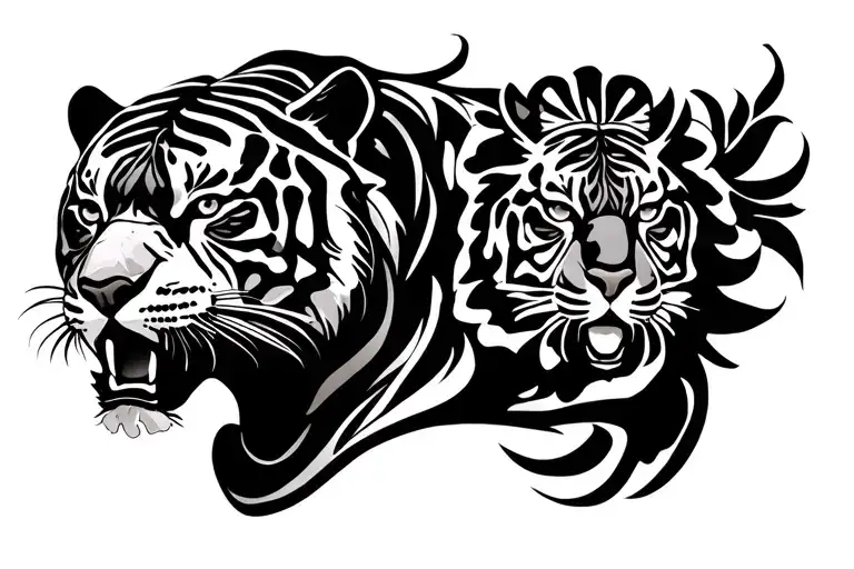 Rosas and a Bengal Tiger tattoo design idea