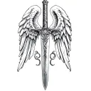 st michael sword one angel wing tattoo design idea