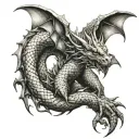 dragon wrapped arms around herself tattoo design idea