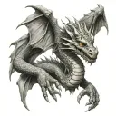 dragon wrapped arms around herself tattoo design idea