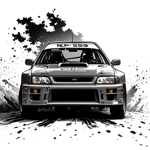 impreza gc8 555 rally car off road side view tattoo design idea