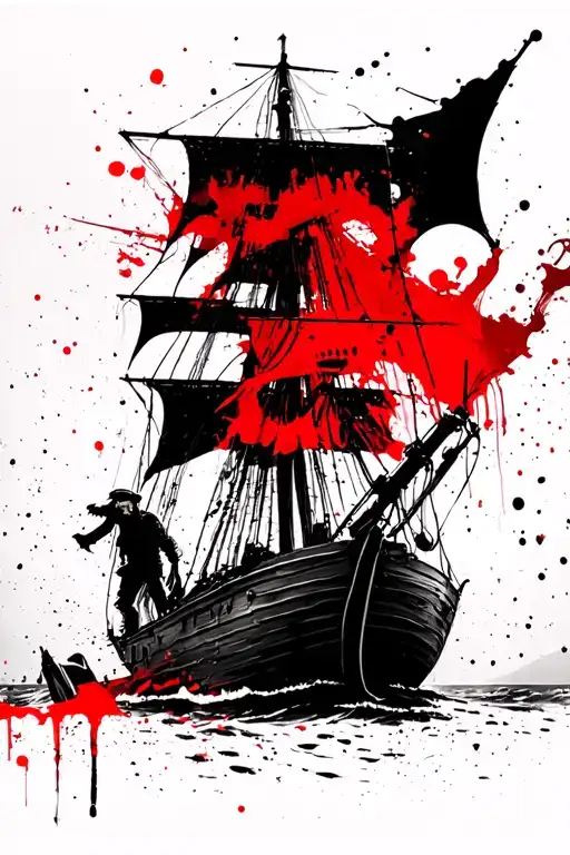 pirate ship with man walking the plank tattoo design idea