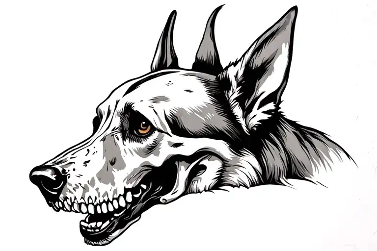 German Shepard skull tattoo design idea
