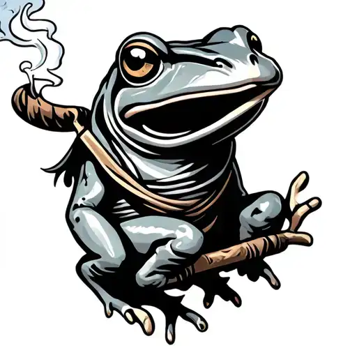 frog smoking ninja warrior tattoo design idea