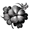 clover and flowers tattoo design idea
