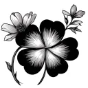 clover and flowers tattoo design idea