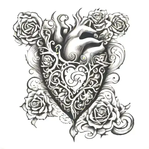 Heart and T+J hidden within tattoo design idea