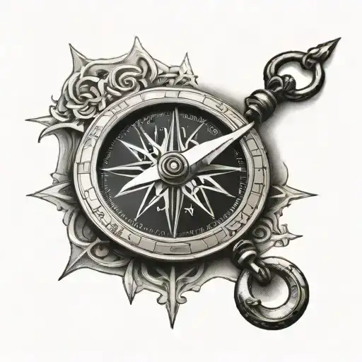 compass, alpha omega tattoo design idea