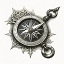 compass, alpha omega tattoo design idea