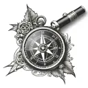 compass, alpha omega tattoo design idea