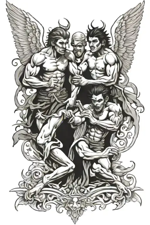 Angels fighting demons fighting tattoo design idea