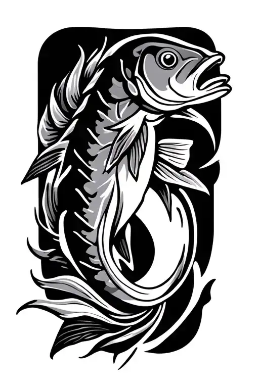 tribal salmon tattoo design idea