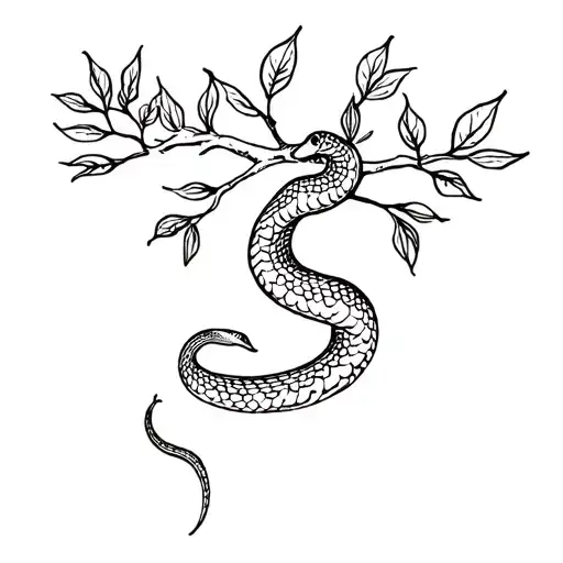 snake and apple tree tattoo design idea