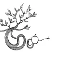 snake and apple tree tattoo design idea