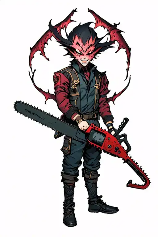 Denji in a demonic uniform man chainsaw tattoo design idea